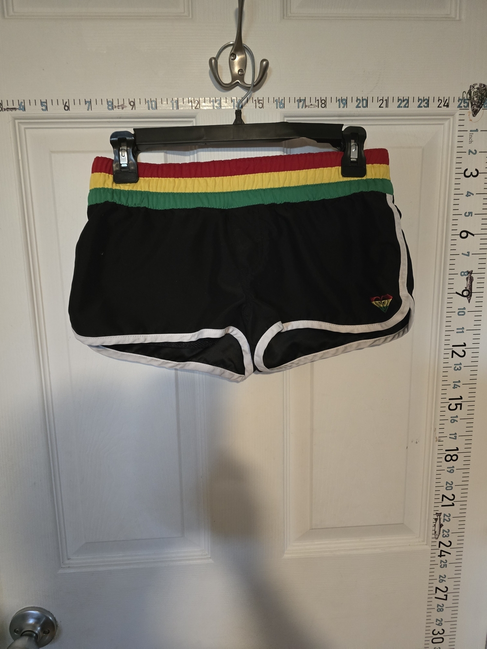 Roxy Black Athletic Shorts with Red, Yellow & Green Waistband